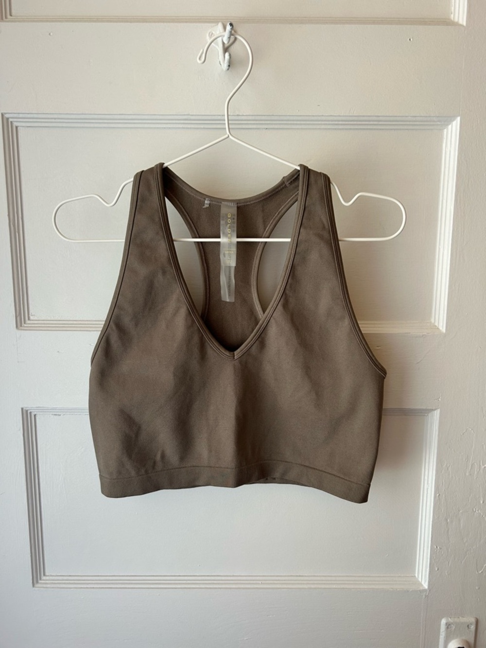 Artizia V-Neck Racerback Sports Bra in Taupe
